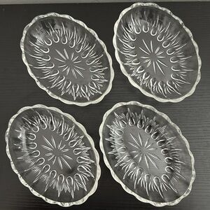 RARE 325 Clear by Indiana Glass 4 Vintage Oval Berry Bowl Set